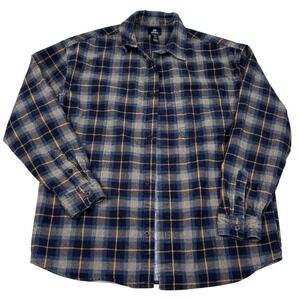 H&M Mens Small Oversized Fit Corduroy Plaid Button Down Shirt Shacket Blue Grey